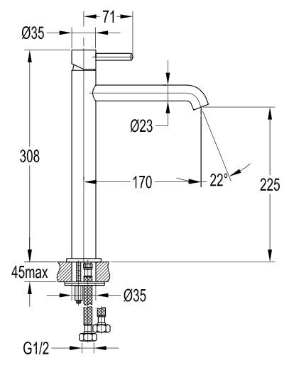 Omnires Y bateria umywalkowa stojąca wysoka chrom Y1212CR