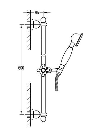 Omnires Art Deco zestaw prysznicowy z drążkiem 66 cm ARTDECO-SCR