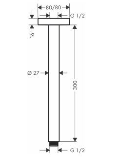 Hansgrohe przyłącze sufitowe E DN15 300mm chrom 27388000