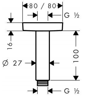 Hansgrohe przyłącze sufitowe E DN15 100mm chrom 27467000