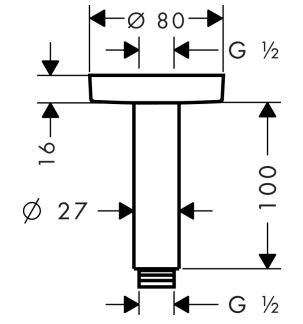 Hansgrohe przyłącze sufitowe S 100mm chrom 27393000