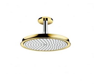 Hansgrohe Raindance Classic 240 AIR deszczownica głowica prysznicowa 24cm z przyłączem sufitowym chrom/złoty optyczny 27405090