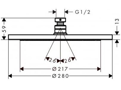 Hansgrohe Croma 280 1jet głowica prysznicowa 28x28 chrom 26220000