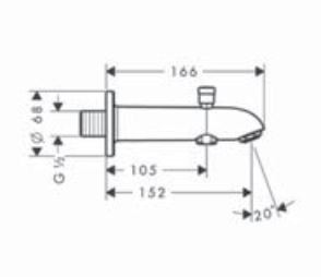Hansgrohe wylewka wannowa z przełącznikiem 152mm chrom 13423000