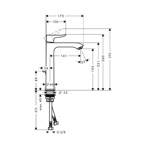 Hansgrohe Metris E2 bateria umywalkowa wysoka 200 bez korka chrom 31185000
