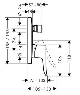 Hansgrohe Metris E2 bateria wannowa podtynkowa ze zintegrowanym systemem zabezpieczającym chrom 3145100
