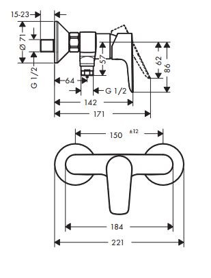 Hansgrohe Talis E bateria prysznicowa natynkowa chrom 71760000