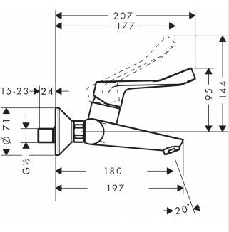 Hansgrohe Focus bateria umywalkowa natynkowa z długim uchwytem z korkiem chrom 31913000