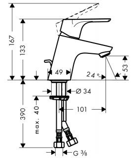 Hansgrohe Focus 70 bateria umywalkowa z korkiem chrom 31539000