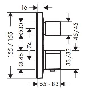 Hansgrohe Ecostat E bateria podtynkowa termostatyczna z zaworem odcinająco chrom 15707000