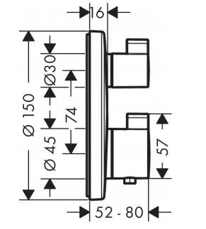 Hansgrohe Ecostat S bateria podtynkowa termostatyczna z zaworem odcinającym chrom 15757000