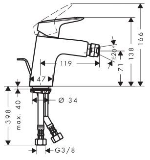 Hansgrohe Logis bateria bidetowa z korkiem chrom 71204000