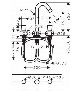 Hansgrohe Logis 150 bateria umywalkowa 3-otworowa z korkiem chrom 71133000
