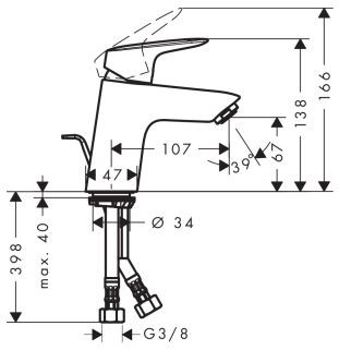 Hansgrohe Logis 70 bateria umywalkowa z korkiem chrom 71072000