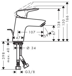 Hansgrohe Logis 70 bateria umywalkowa z korkiem chrom 71075000