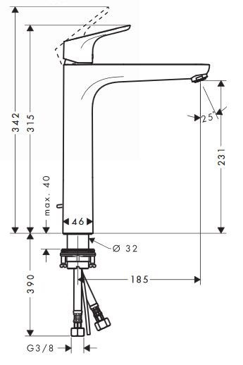 Hansgrohe Focus 230 bateria umywalkowa wysoka bez korka chrom 31532000