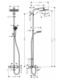 Hansgrohe Crometta E 240 komplet prysznicowy z termostatem do wanny i deszczownicą chrom 27298000