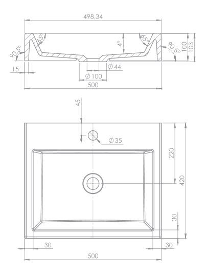 Omnires Thasos umywalka nablatowa 50x42 THASOS500BP
