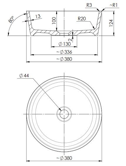 Omnires Bari umywalka nablatowa 38x38 BARIUNBP