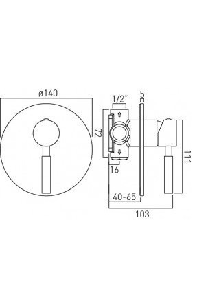 Vado Origins bateria prysznicowa podtynkowa złoto polerowane IND-ORI145A-BG