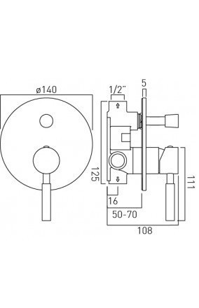 Vado Origins bateria wannowo-prysznicowa podtynkowa złoto polerowane IND-ORI147A-BG