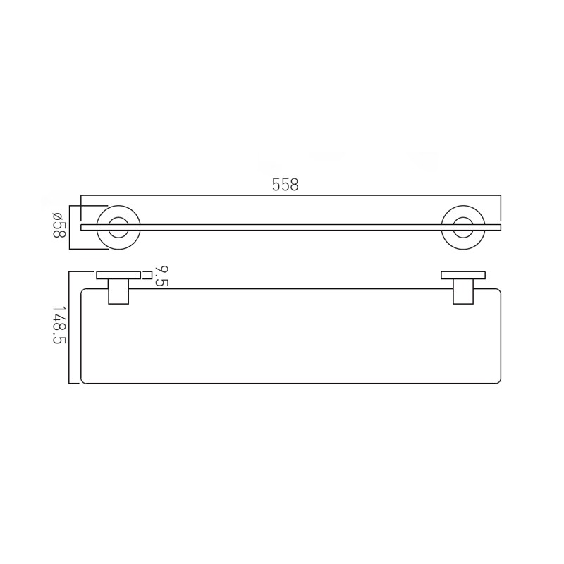 Vado Elements półka szklana 56 cm chrom ELE-185-CP