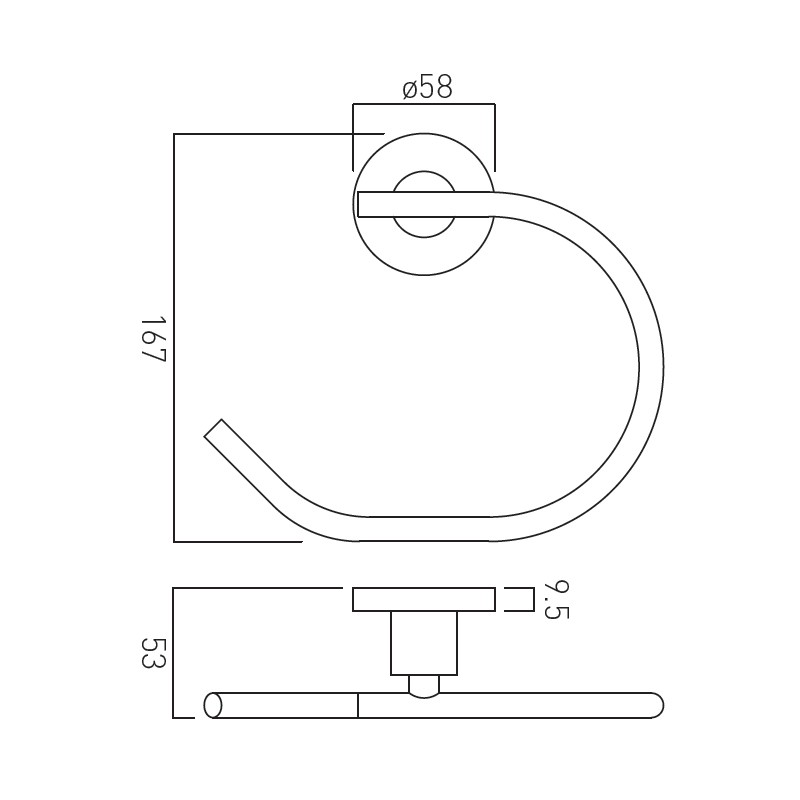 Vado Elements wieszak na ręcznik okrągły chrom ELE-181-CP