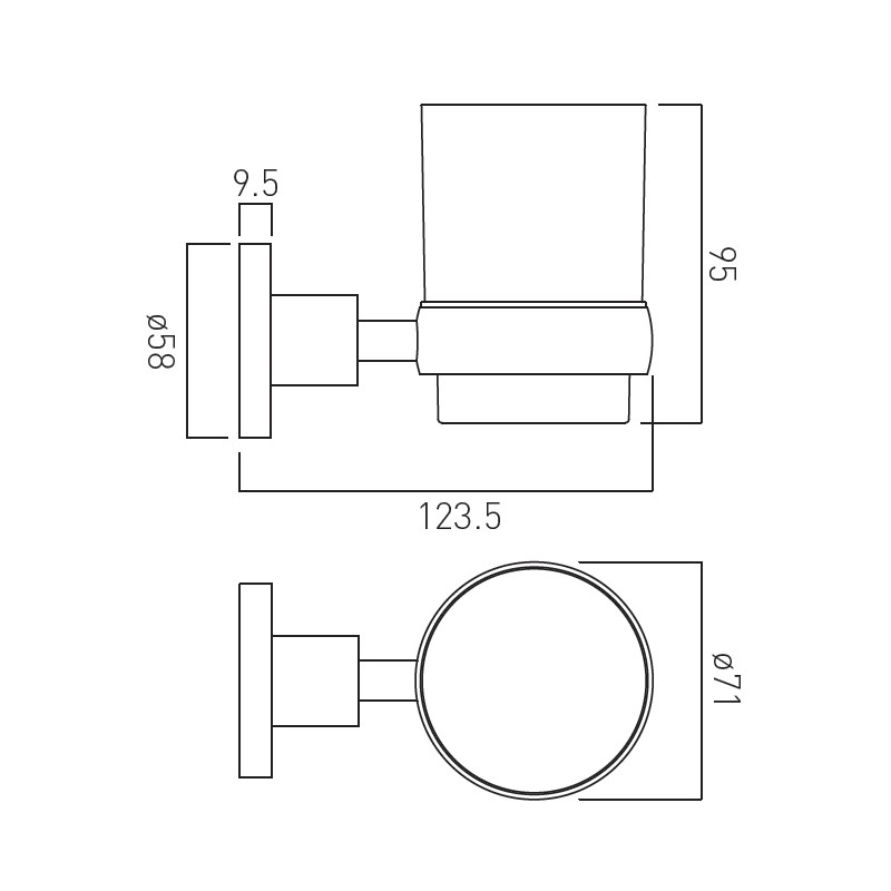 Vado Elements szklanka kubek wiszący chrom ELE-183-CP