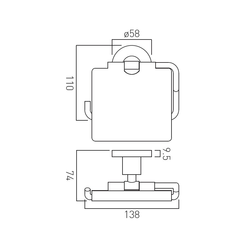 Vado Elements uchwyt na papier toaletowy z klapką chrom ELE-180A-CP