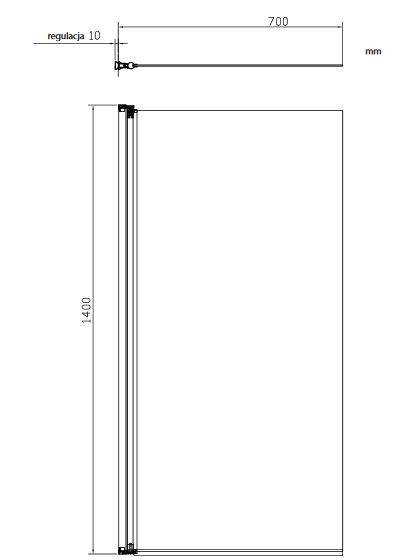 Omnires parawan nawannowy szklany 70 cm przeźroczysty wykończenie chrom uniwersalny MP75CRTR