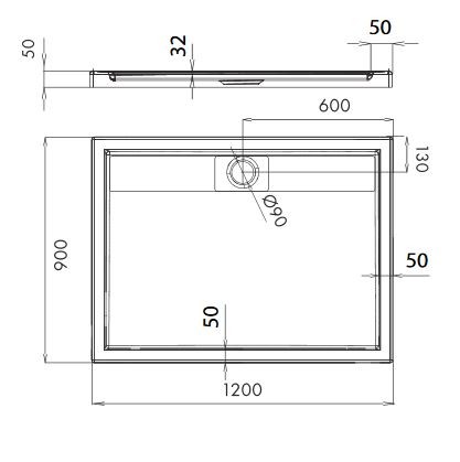 Omnires Brooklyn brodzik prostokątny płaski 90x120 akryl biały BROOKLYN90/120/PBP