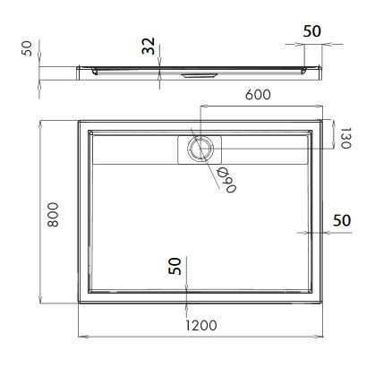 Omnires Brooklyn brodzik prostokątny płaski 80x100 akryl biały BROOKLYN80/100/PBP