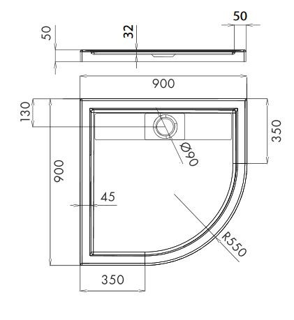 Omnires Brooklyn brodzik półokrągły płaski 90x90 akryl biały BROOKLYN90/OBP