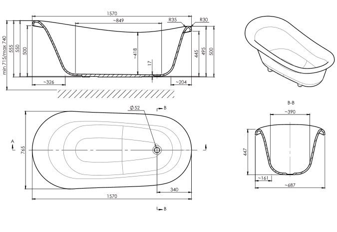 Omnires Marble+ wanna wolnostojąca 157x76 biały połysk ATENA157BP