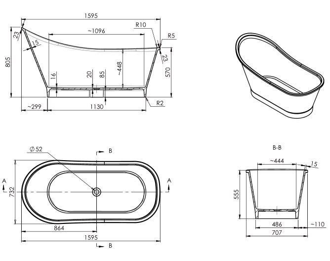 Omnires Marble+ wanna wolnostojąca 159x73 biały połysk VENEZIA159BP