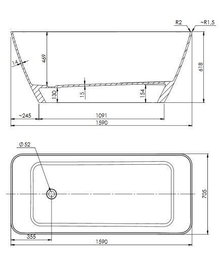 Omnires Marble+ wanna wolnostojąca 159x70,5 biały PARMAWWBP
