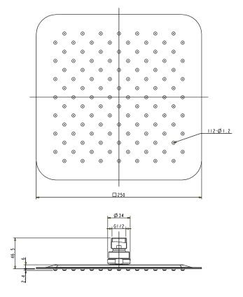 Omnires deszczownica kwadratowa 25x25cm chrom WGU225