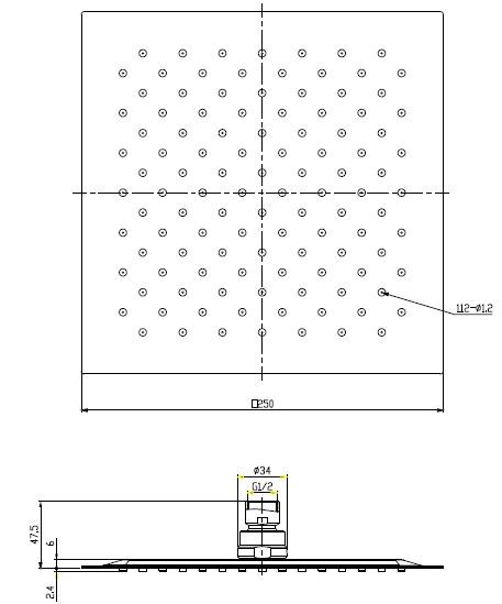 Omnires deszczownica kwadratowa 25x25cm chrom WGU225/K