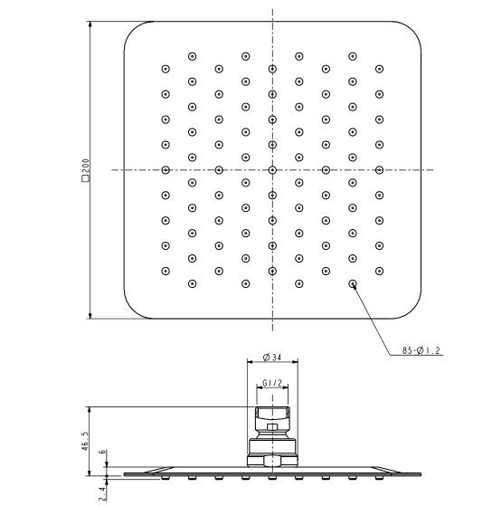 Omnires deszczownica kwadratowa 20x20cm chrom WGU220