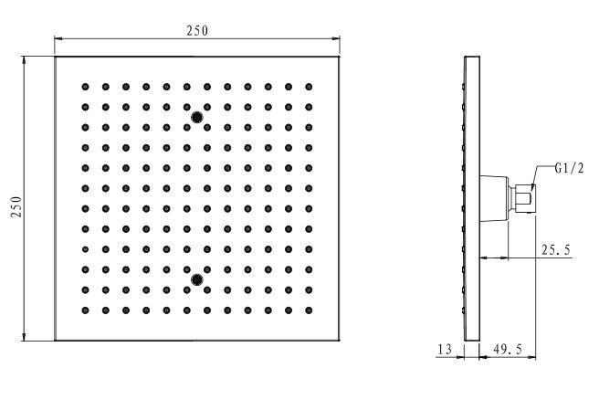 Omnires deszczownica kwadratowa 25x25cm chrom WGR225