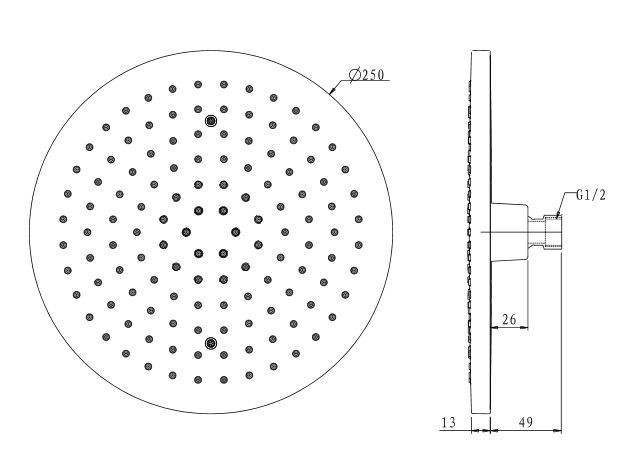 Omnires deszczownica okrągła 25x25cm chrom WGR125