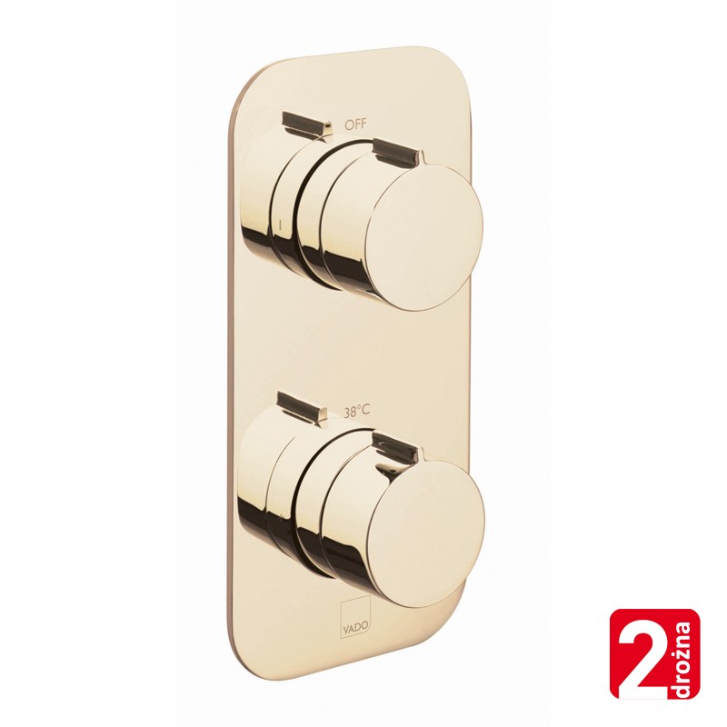 Vado Tablet bateria termostatyczna podtynkowa 2-drożna złoto polerowane IND-T148/2-ALT-BG