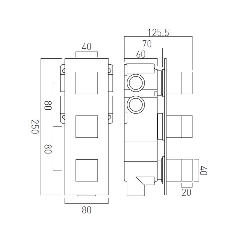 Vado Tablet Notion bateria termostatyczna pionowa 3-drożna chrom TAB-1283-NOT-CP