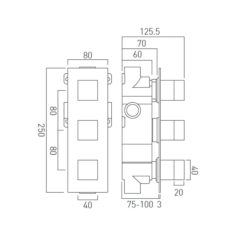 Vado Tablet Notion bateria termostatyczna pionowa 2-drożna chrom TAB-1282-NOT-CP