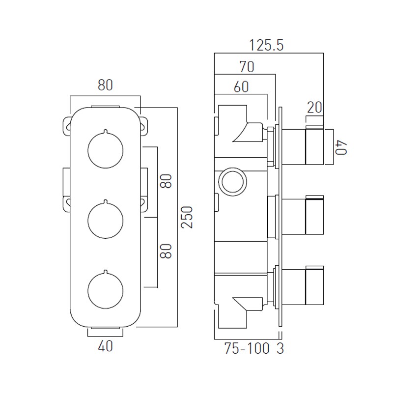 Vado Tablet Altitude bateria termostatyczna pionowa 2-drożna chrom TAB-1282-ALT-CP