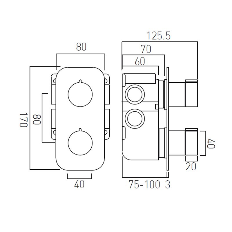 Vado Tablet bateria termostatyczna podtynkowa 2-drożna złoto polerowane IND-T148/2-ALT-BG