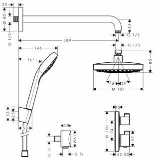 Hangrohe Croma Select S/ Ecostat S zestaw podtynkowy termostat z deszczownicą kompletny 27295000