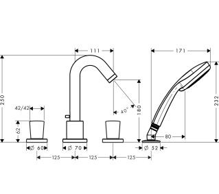 Hansgrohe Logis bateria wannowa 4-otworowa chrom 71314000
