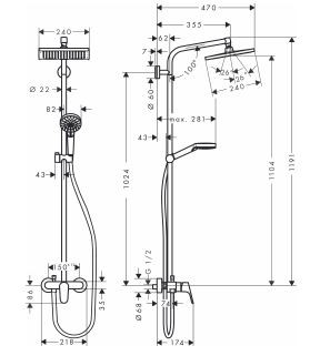 Hansgrohe Crometta E 240 komplet prysznicowy bez termostatu chrom 27284000