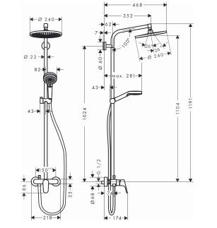 Hansgrohe Crometta S 240 komplet prysznicowy bez termostatu chrom 27269000